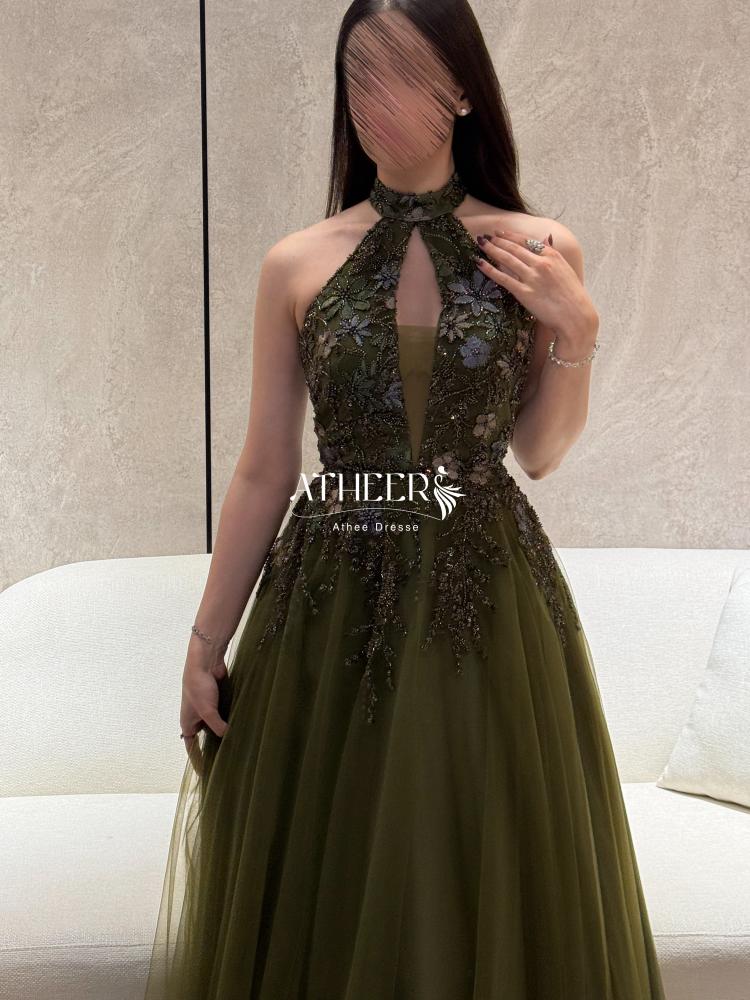 فستان سهرة تول راقي بحبل خلفي | فستان ميس