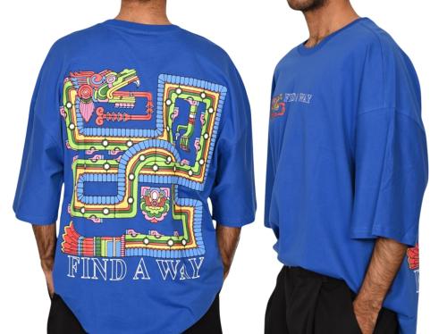 ازرق T-Shirt خلفية العاب مع عبارة Find A Way