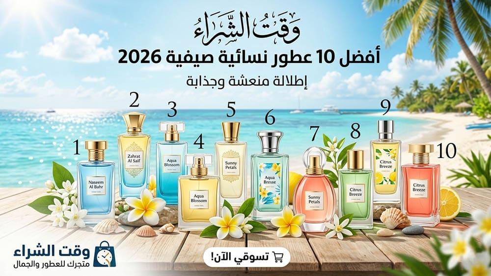 أفضل 10 عطور نسائية صيفية 2026  – روائح منعشة وثابتة تمنحكِ إحساسًا بالحيوية طوال اليوم