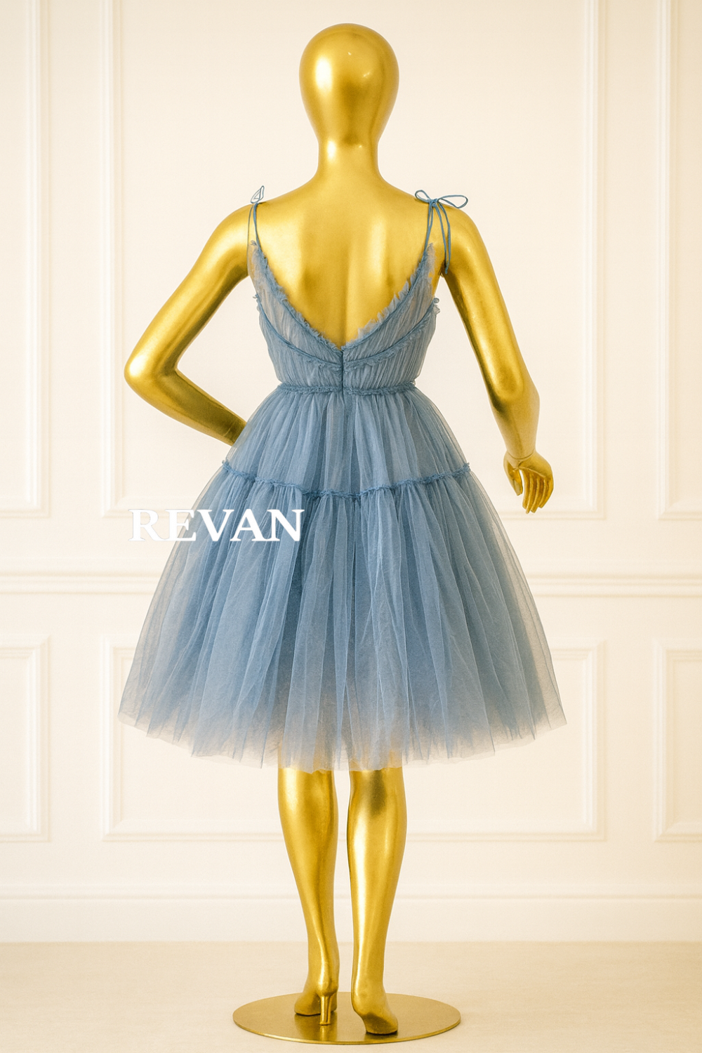 blue tulle dress midi Blue Tulle Midi Dress with Slit – Skirt & Stiletto main image 0