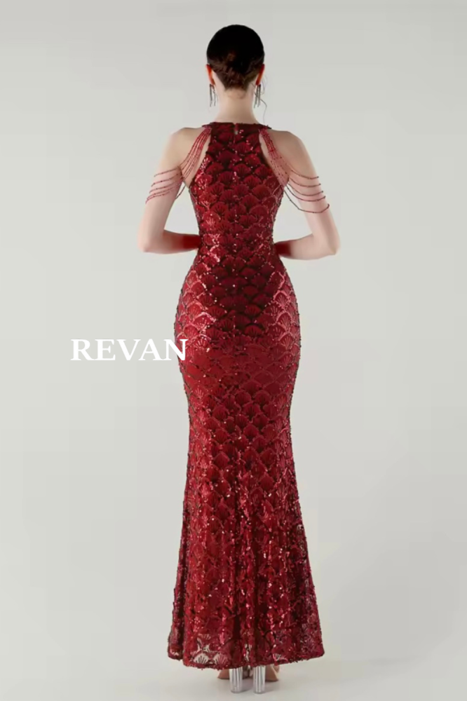 فستان سهرة فاخر من ريفان مع تطريز فخم وتصميم أنيق