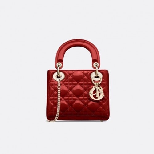 Lady dior mini red shiny