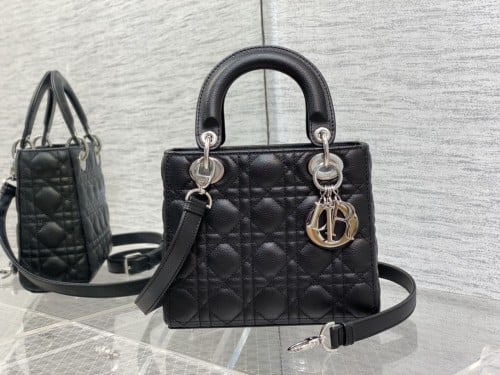 Small black lady dior silver hardware