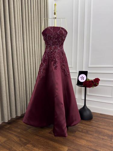 فستان سهره فخم عنابي