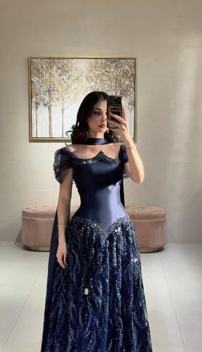 فستان سهره فخم كحلي
