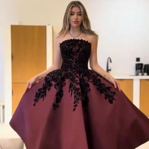 فستان سهره فخم عنابي