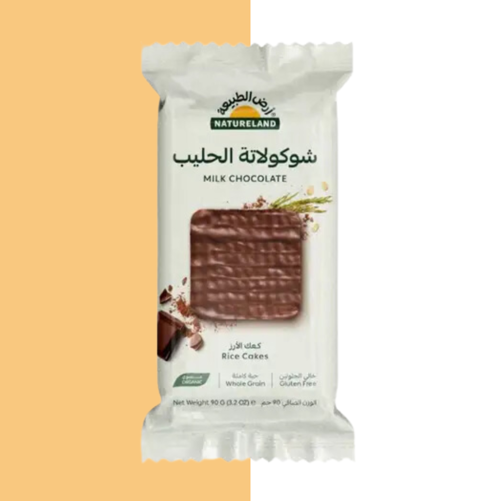 ارض الطبيعة رايس كيك شوكولاته بالحليب 90 جرام