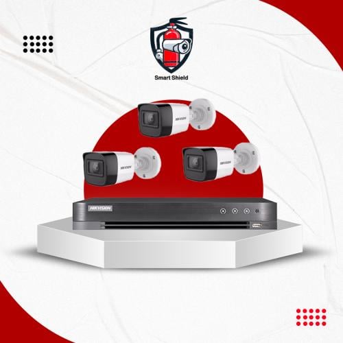 بكج 3 كاميرات مراقبة Hikvision بدقة 8 ميجا - شامل...