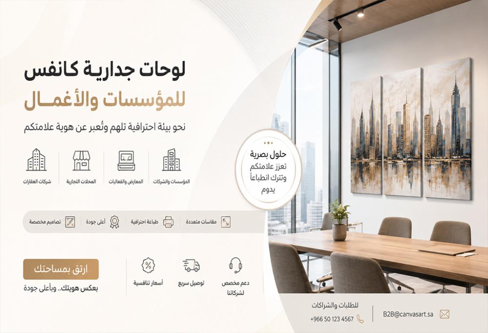 التوريد الشامل للوحات الجدارية: كيف يجهز "حكاية لوحة" الشركات، المطاعم، والمؤسسات؟