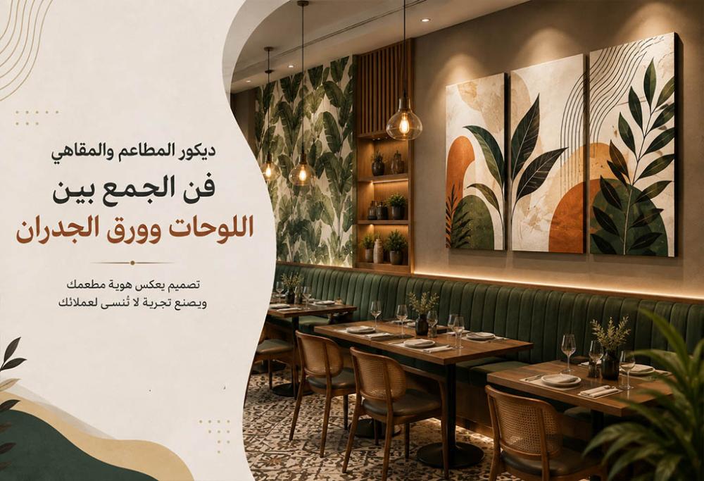 تصميم ديكور المطاعم: كيف تختار لوحات جدارية وورق جدران تفتح الشهية؟