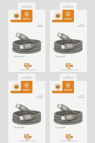 4 كيبل شاحن TYBE C سريع 60w u عدد 2 بطول x 1.2 و 2...