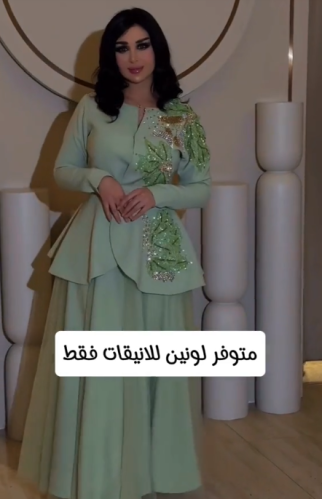 فستان سهرة تطريز شك يدوي لونين