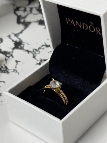 خاتم باندورا PANDORA ذهبي كرستالة فضي