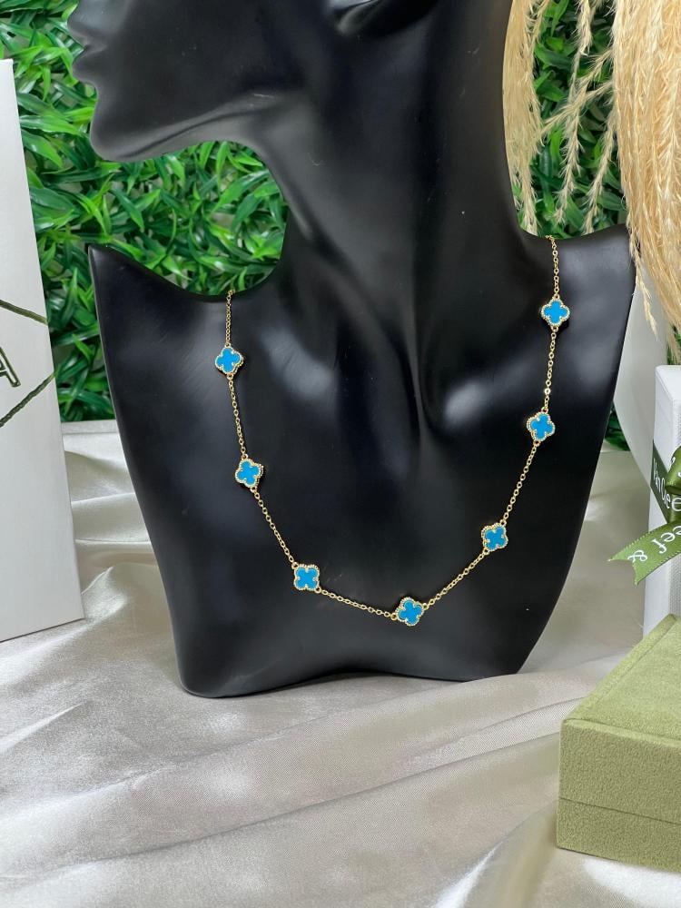 سلسال Van cleef المميز ذهبي - سماوي