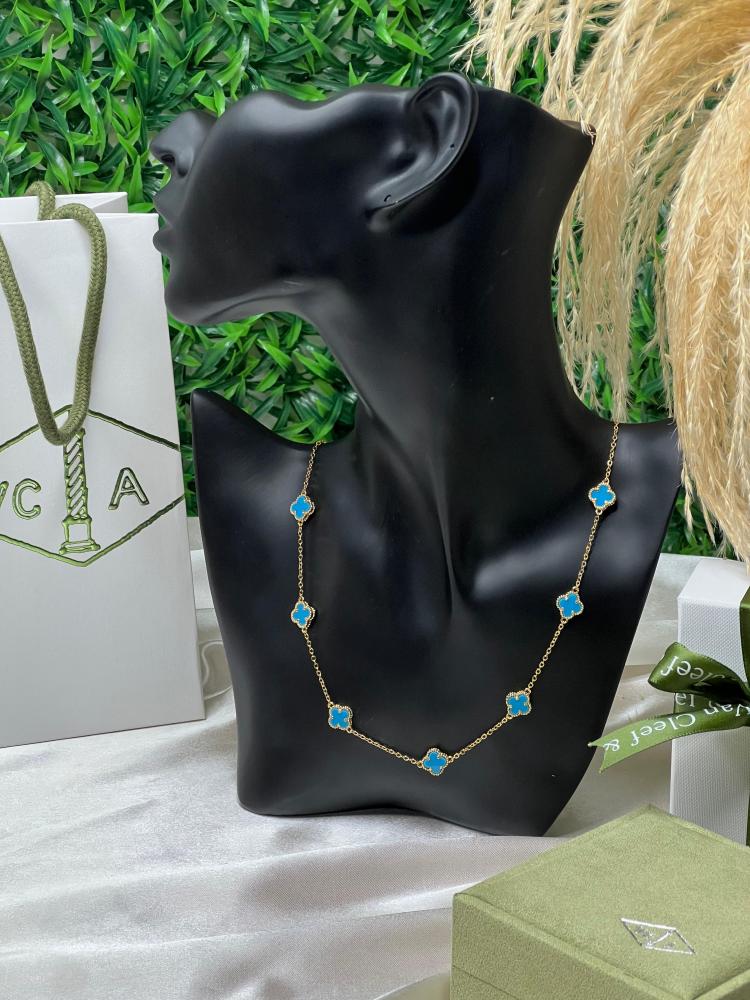 سلسال Van cleef المميز ذهبي - سماوي