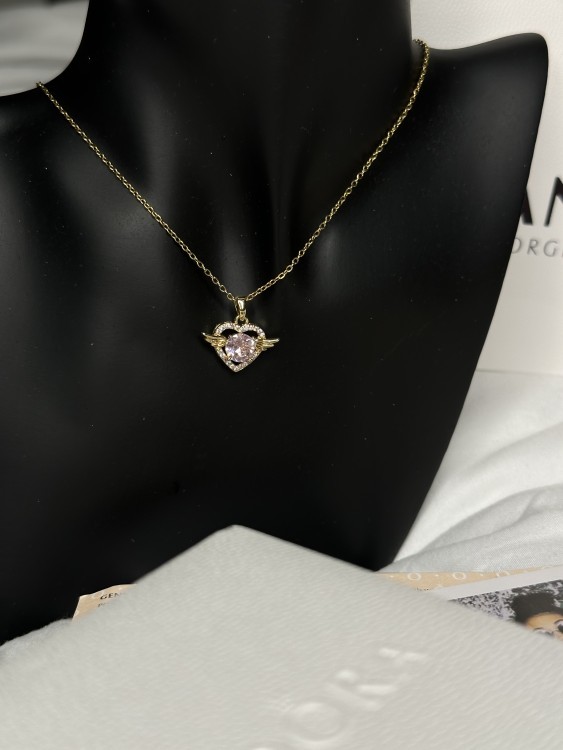 سلسال باندورا PANDORA كرستالة ذهبي قلب وردي