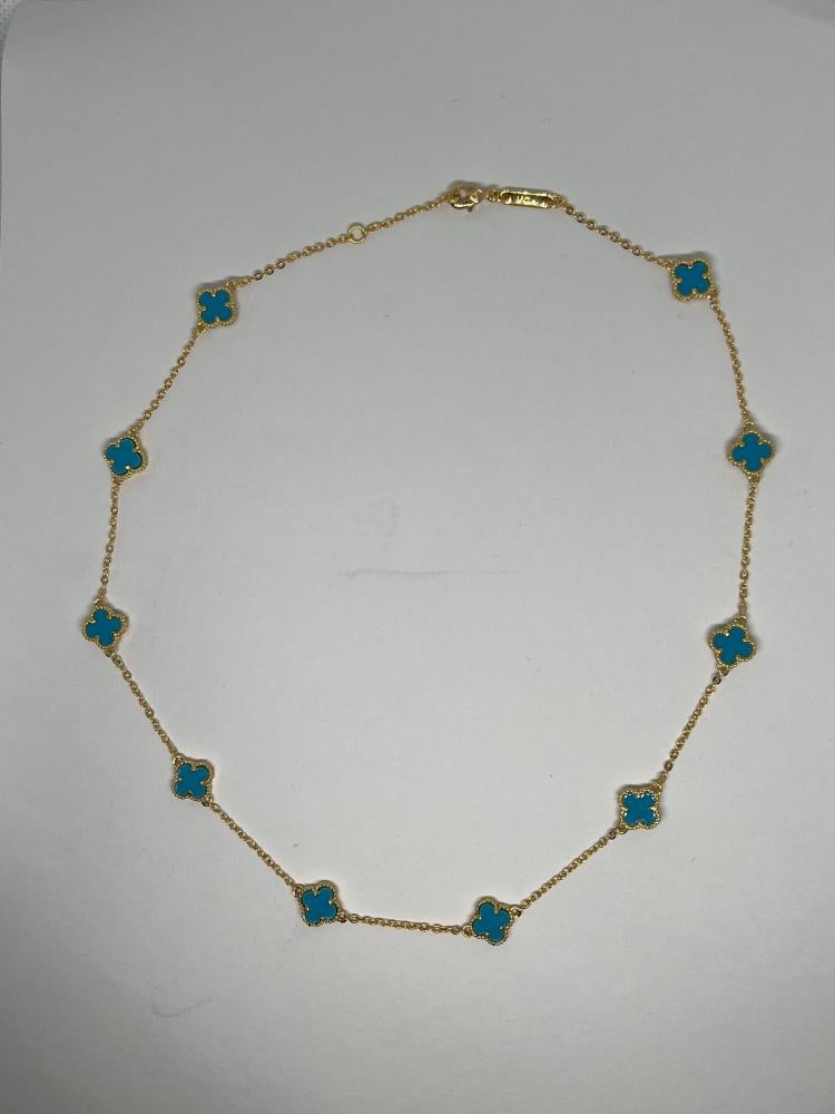 سلسال Van cleef المميز ذهبي - سماوي