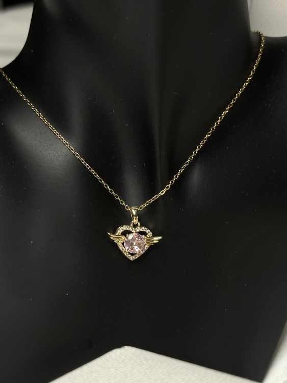 سلسال باندورا PANDORA كرستالة ذهبي قلب وردي