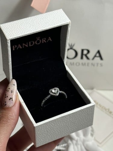 خاتم باندورا PANDORA فضي كرستالة فضي