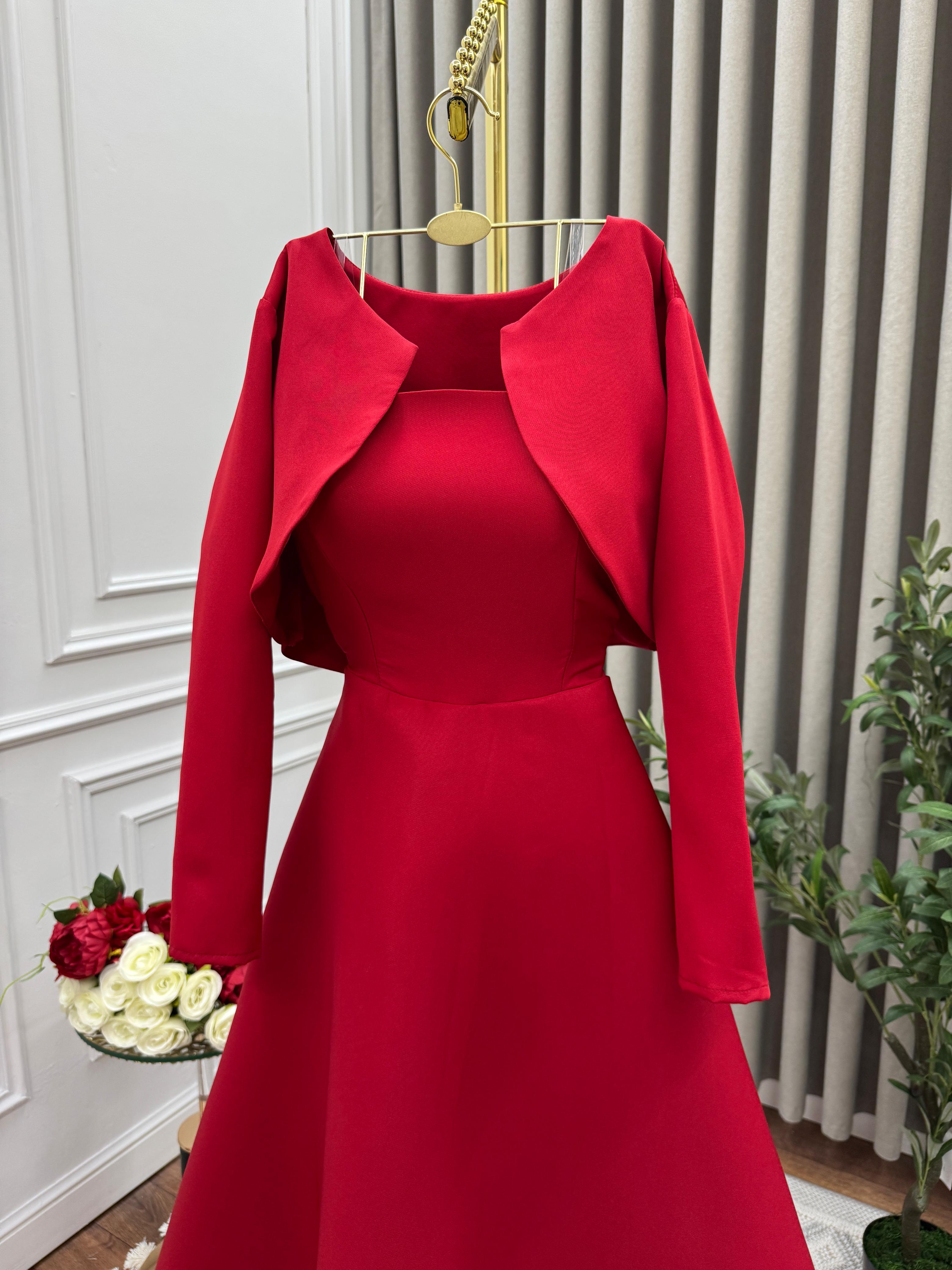 منتج 4480  فستان أحمر للعيد