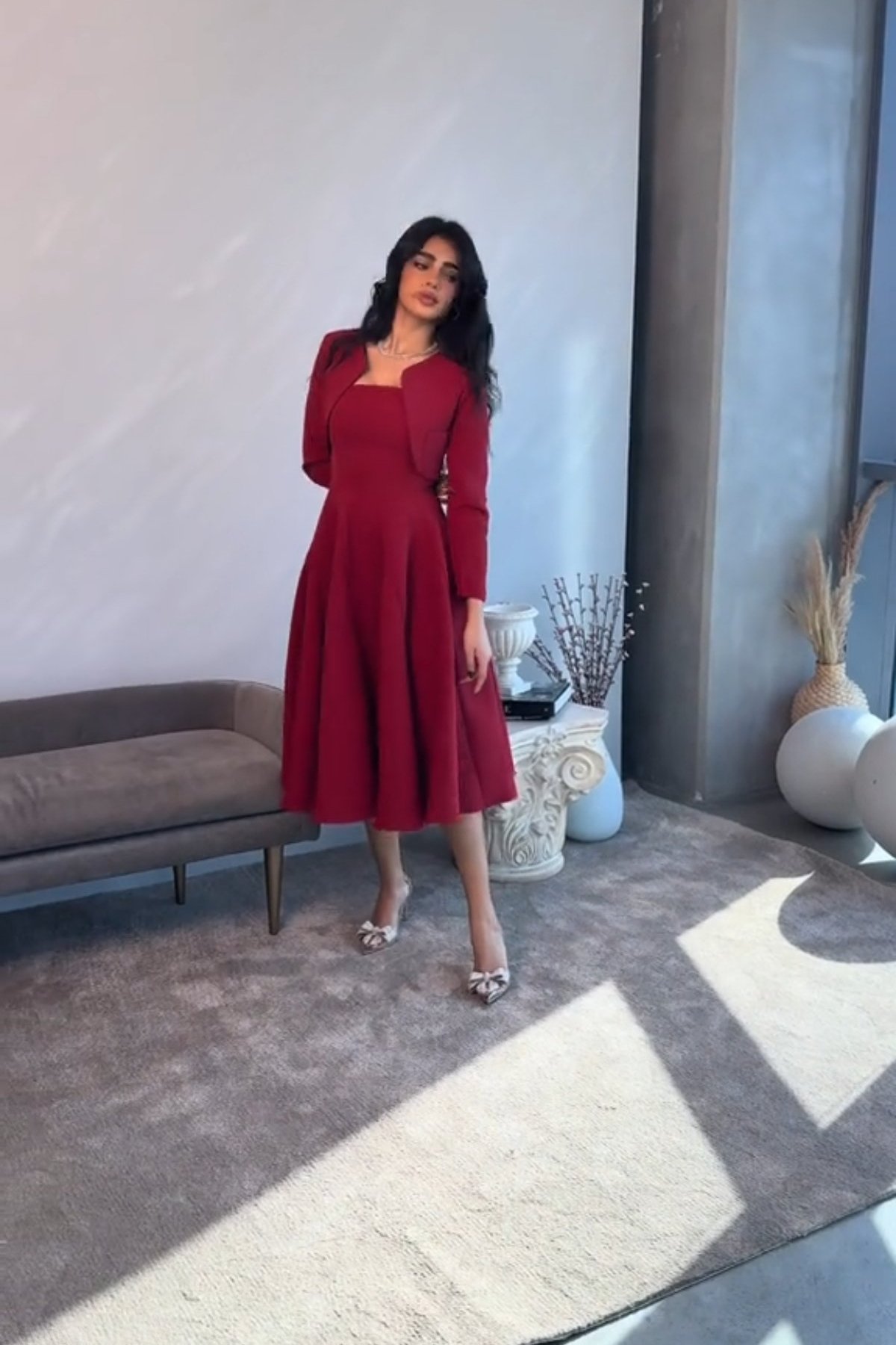 منتج 4480  فستان أحمر للعيد