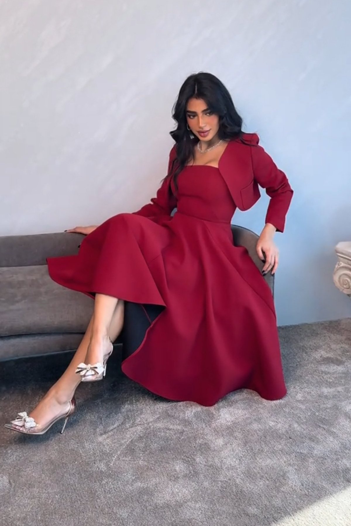 منتج 4480  فستان أحمر للعيد