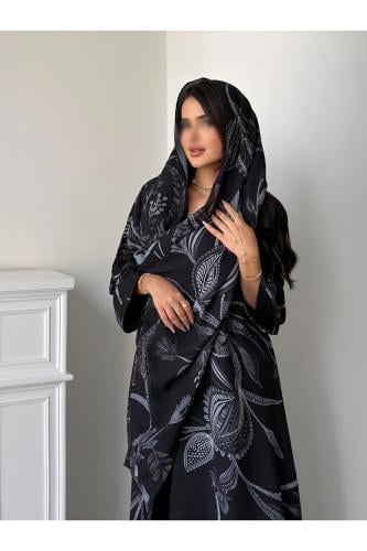 OLGA-ABAYA عباية آنيقة وعصرية من آولجا القماش شيفون مع بطانة قصة العباية ربع كلوش شامل الطرحة