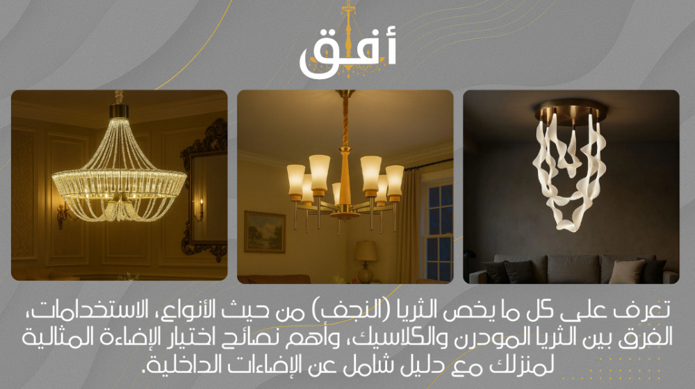 نجف ثريا بتصميم راقٍ يناسب غرف المعيشة والمجالس