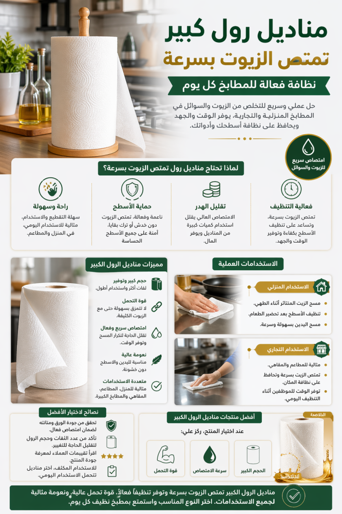 مناديل رول للمطبخ للمطاعم والمنازل