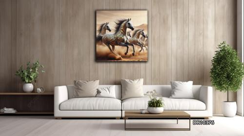 لوحة كانفس جدارية مطبوعة خيل D376