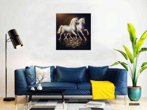 لوحة كانفس جدارية مطبوعة خيل 201