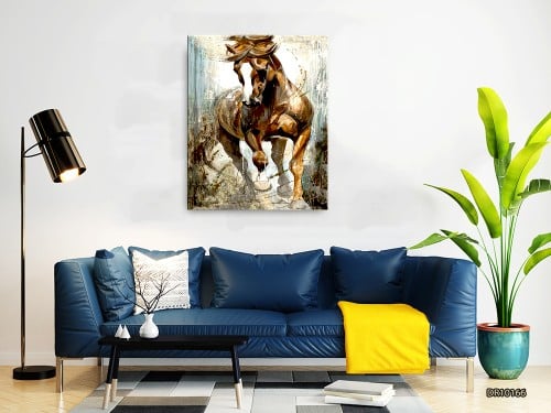 لوحة كانفس جدارية مطبوعة رسم خيل 166