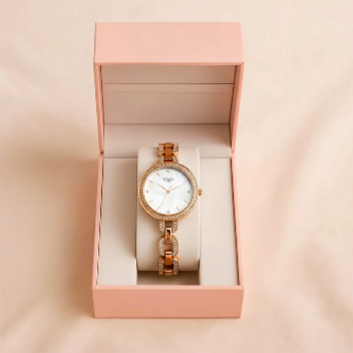 ورد و ساعة تيتان نسائية راغا شوستوبر بميناء لؤلؤي