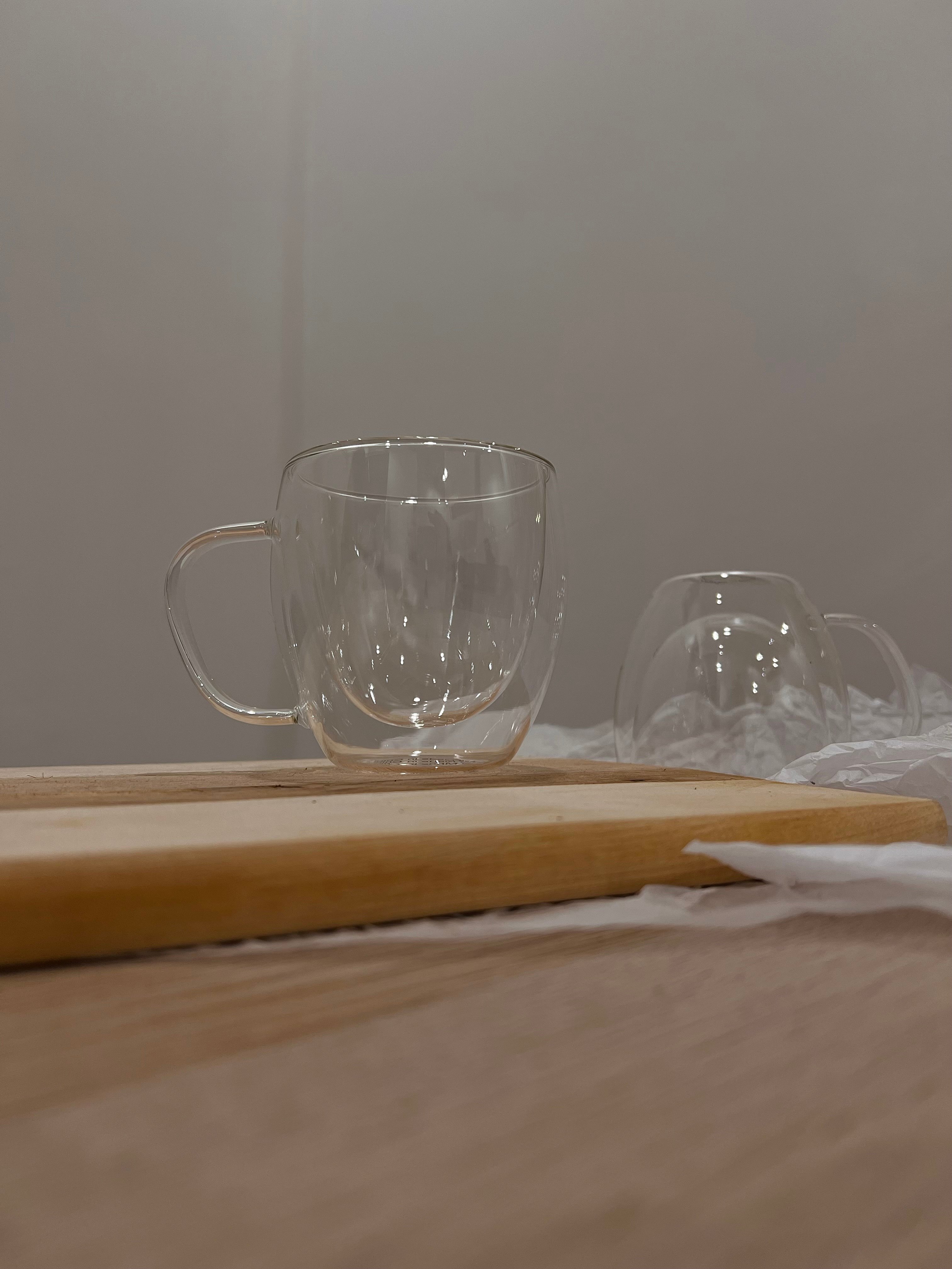 كوب زجاج مزدوج مع مقبض 250 مل