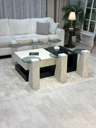 طقم طاولة بديل الرخام 1+6