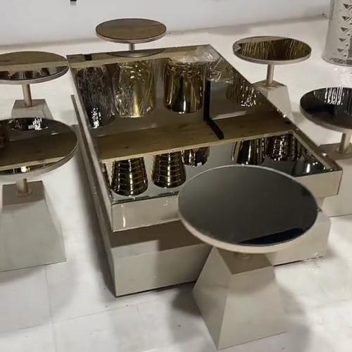 طقم طاوله تقديم  ضيافه سطح  زجاج 1+6