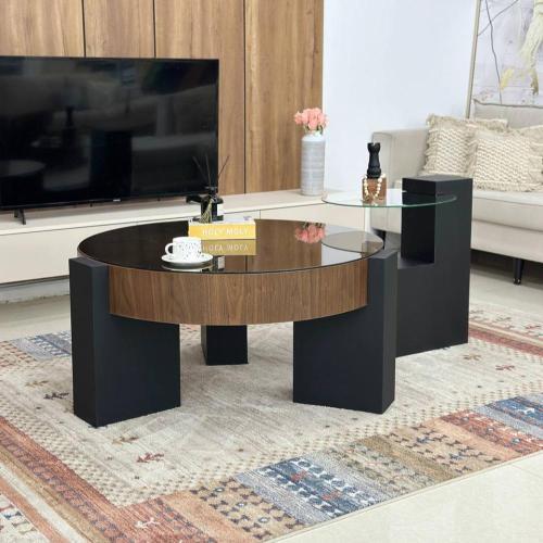 طاولة ضيافة دائري قشرة جوز الهند 2 قطع