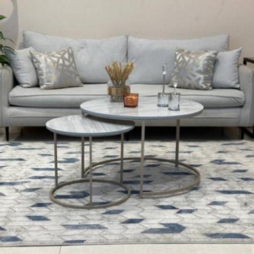 طقم طاولتين متداخلتين بديل الرخام