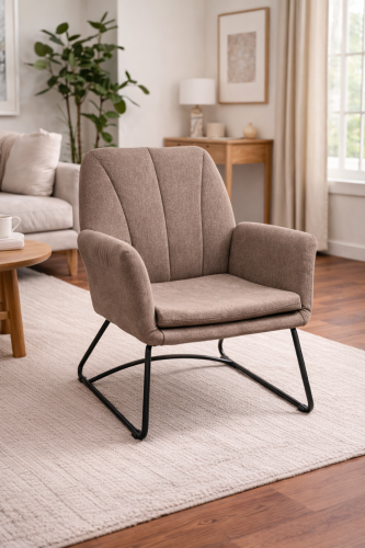 كرسي مفرد قماش بني