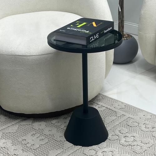 طاوله خدمه اسود سطح زجاج اسود