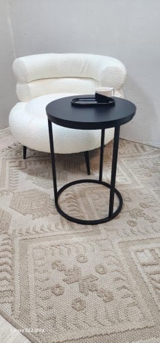 طاوله خدمه حديد اسود سطح خشب