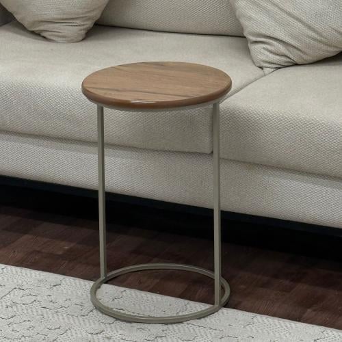 طاولة خدمه حديد سطح خشب