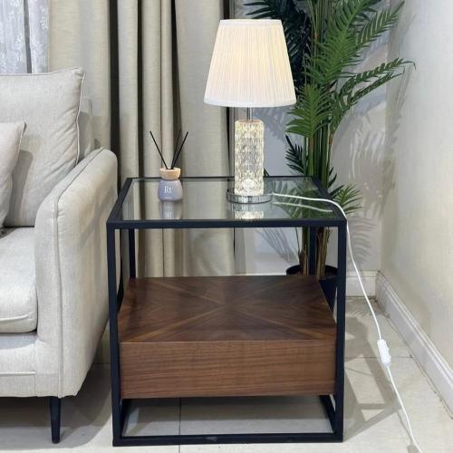 طاوله زاوية مربع قشرة جوز الهند