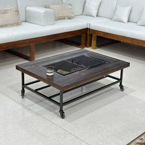 منقل شوي خشب بني