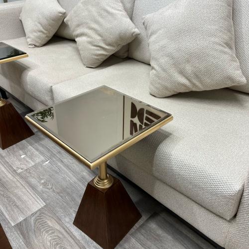 طاوله خدمه خشب سنديان سطح زجاج مرايا