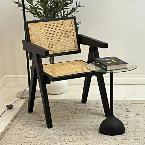 كرسي راتان اسود كبير