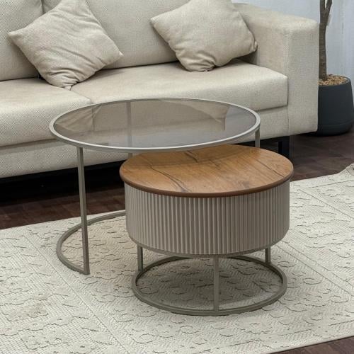 طاولتين متداخلتين خشب