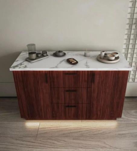 كونر كوفي خشب مع سطح بديل الرخام – تصميم أنيق وعصري