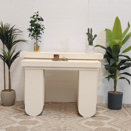 طقم كونسول خشبي محبب ابيج