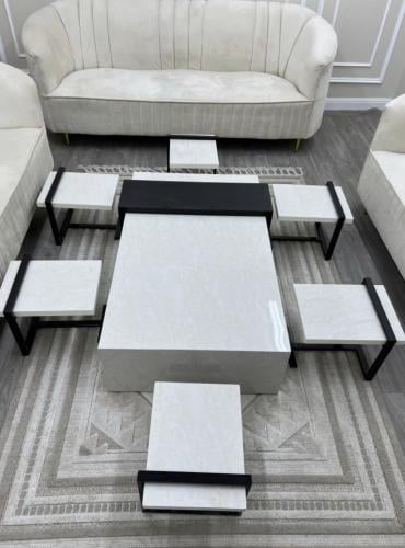 طقم طاولات ارضي بديل الرخام 1+6